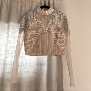 ASOS long sleeve embellished crop top size 2